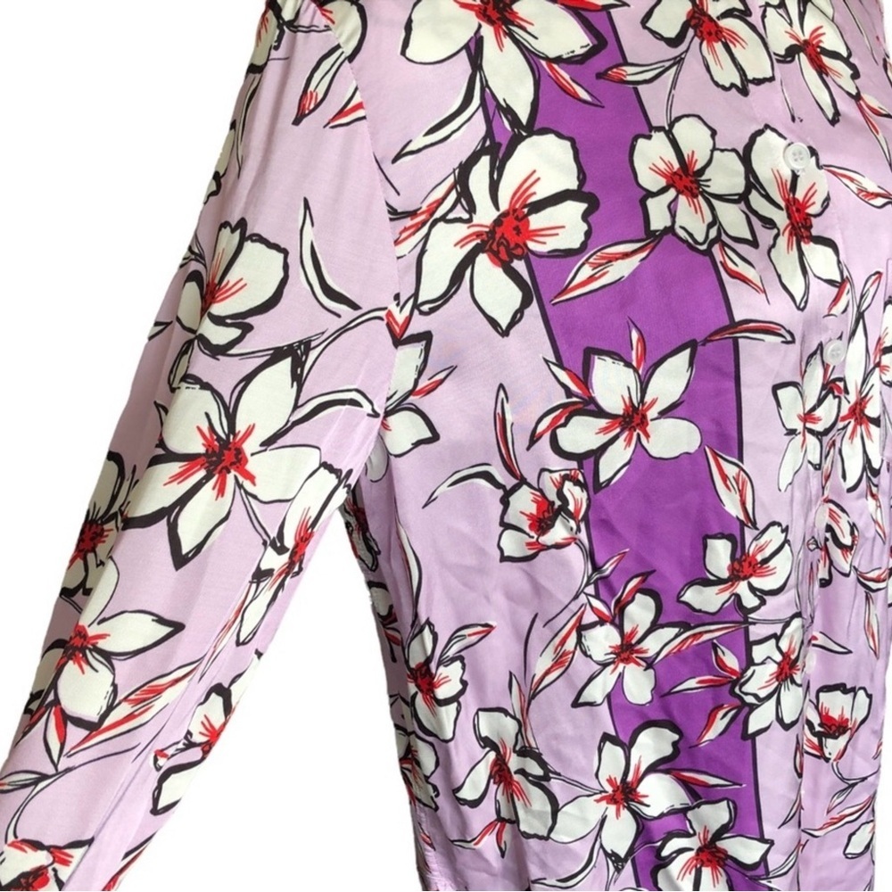 Marc Aurel Woman’s Purple Floral Button Down Blouse | Size 40 - Picture 4 of 8